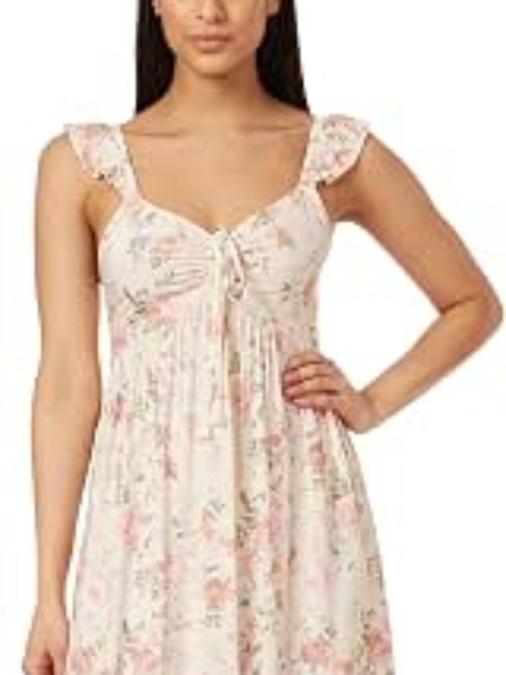 Wallflower Cream Floral Smocked Tiered Maxi Dress Cottagecore XL NWOT